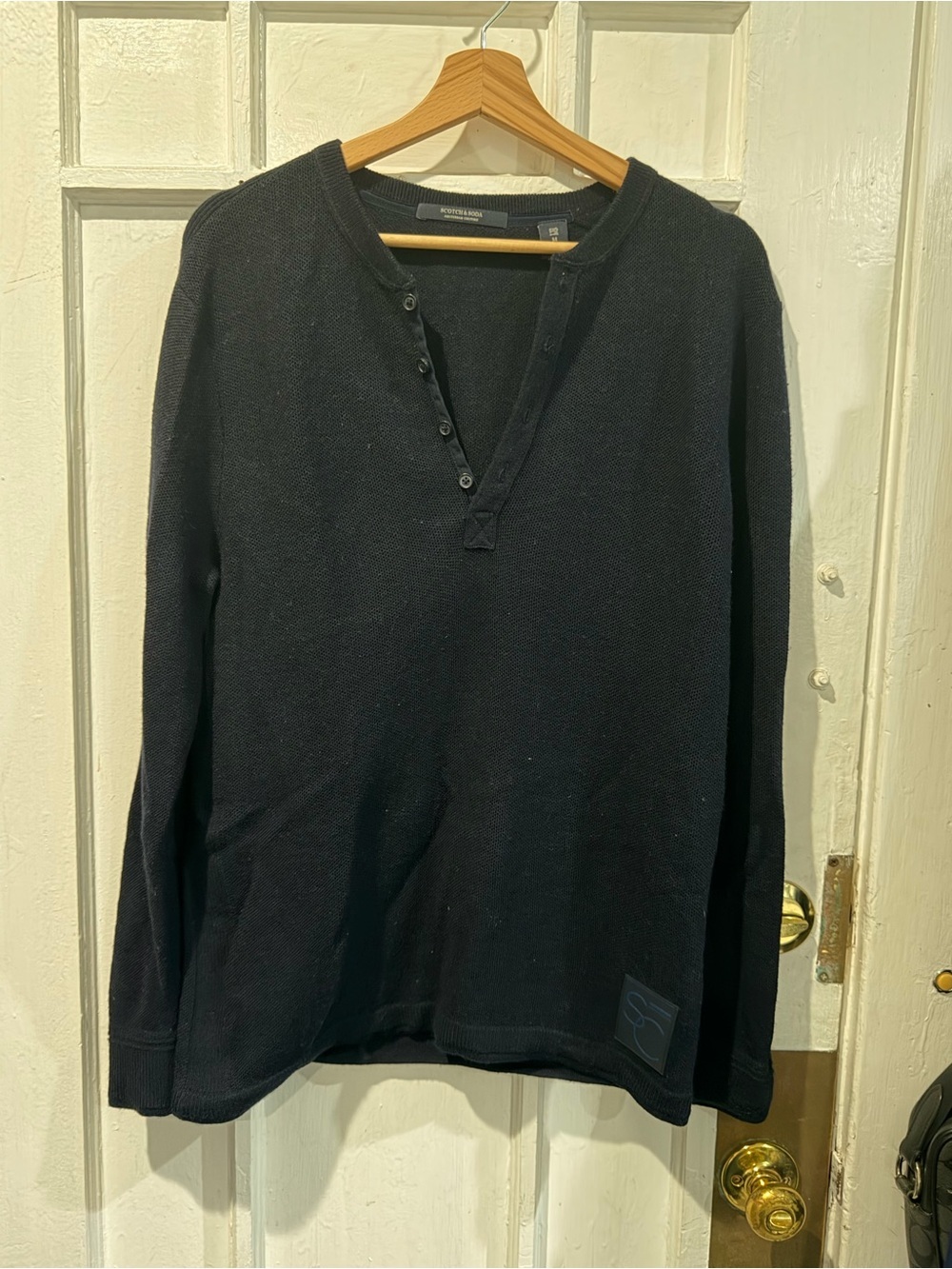 Scotch & Soda Navy Button-Up Henley Top